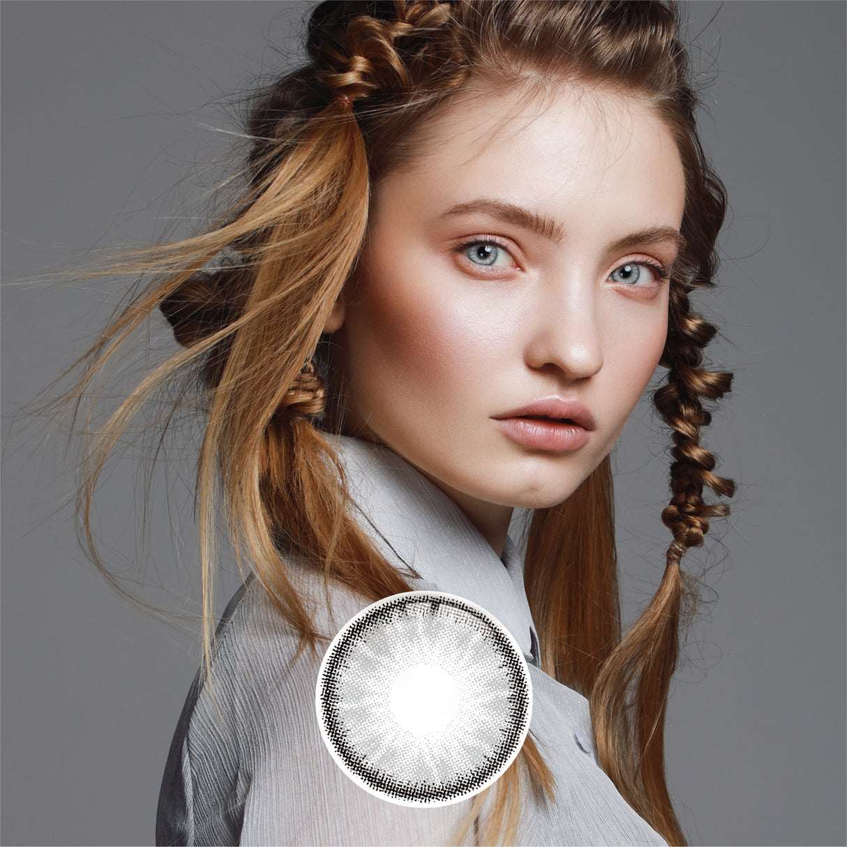 1Pair FDA Certificate Eyes Beautiful Pupil Colorful Girl Cosplay Contact Lenses Purely GRAY - V.I.P Digital Presence