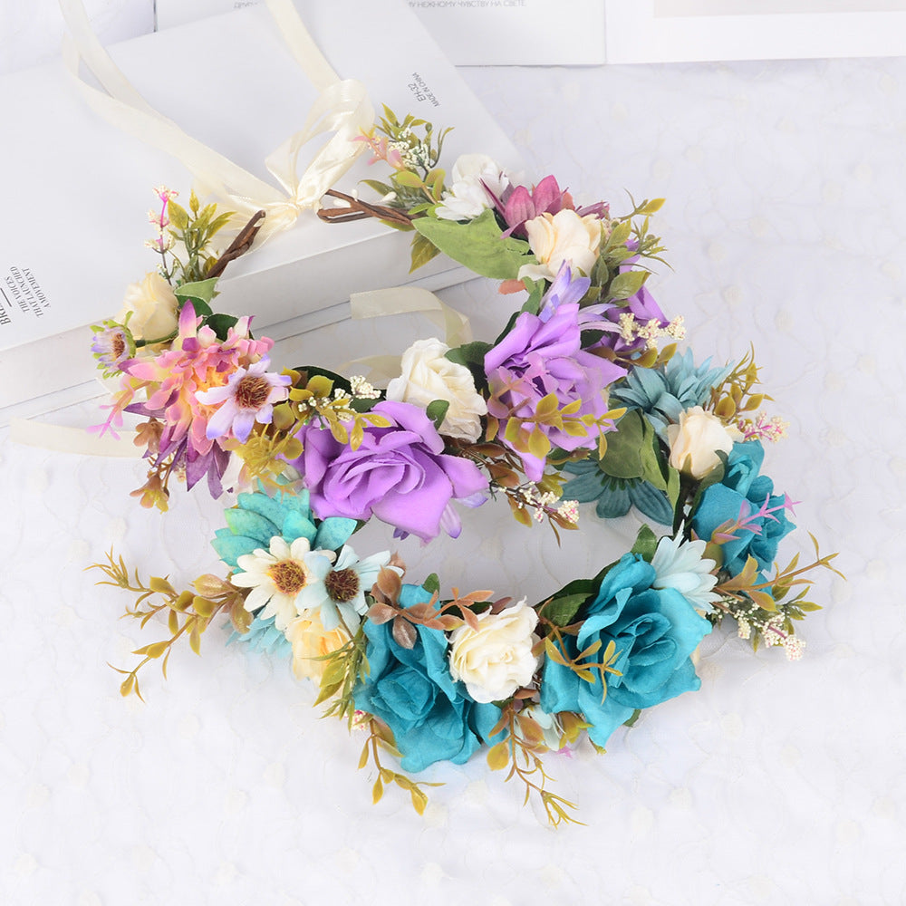 Flower garland headwear simulated flower vine flower crown vacation photography headwear - V.I.P Digital Presence