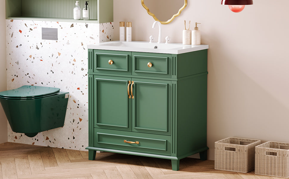 30 inch uncovered bathroom vanity with soft closed door, limited to solid wood frame bathroom storage cabinet green - V.I.P Digital Presence