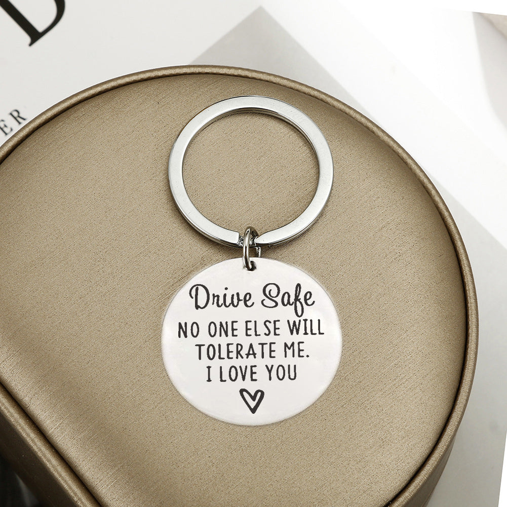 Driving safety stainless steel keychain Couple boyfriend girlfriend gift - V.I.P Digital Presence