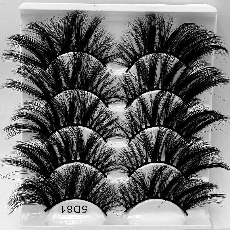 5D 25mm 5 Pairs Mink Eyelashes Multi-Layer Lengthening Thick Thickened False Eyelashes - V.I.P Digital Presence