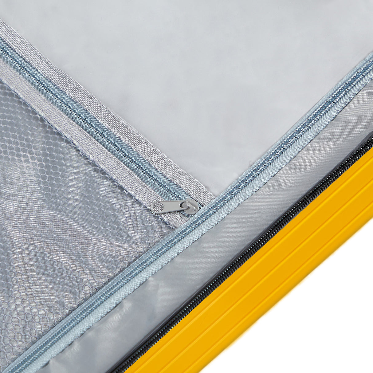 Luggage Set 4 pcs (20"/24"/29"/Travel Bag), PC+ABS Durable Lightweight Luggage with Collapsible Cup Holder TSA Lock, Yellow