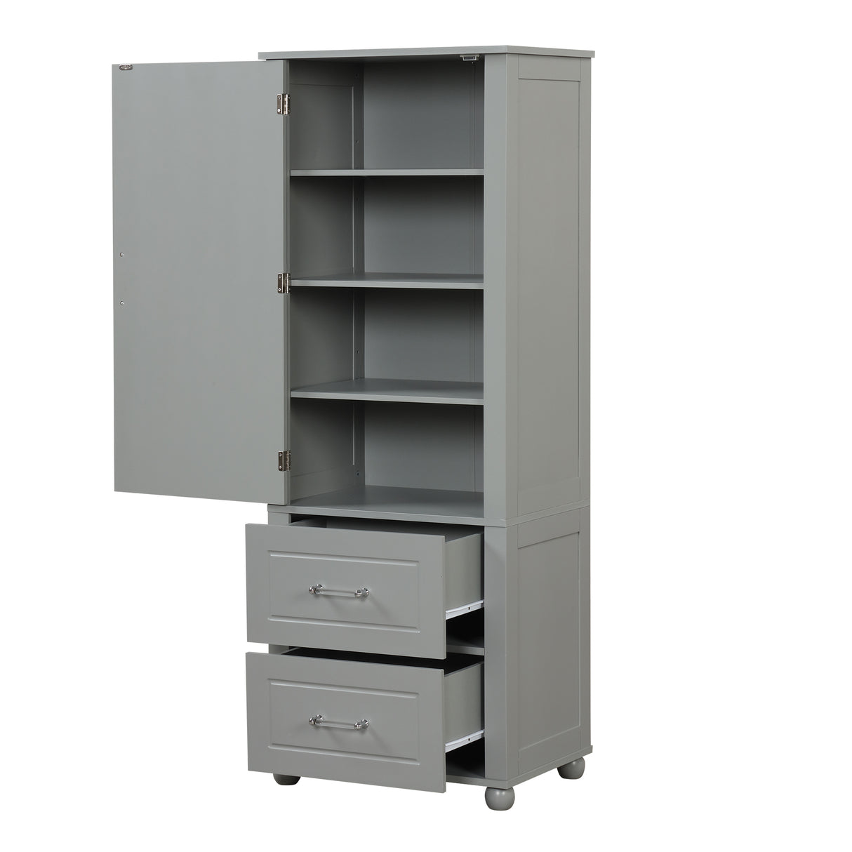 Tall Bathroom Storage Cabinet, Freestanding Storage Cabinet with Two Drawers and Adjustable Shelf, MDF Board , Grey - V.I.P Digital Presence