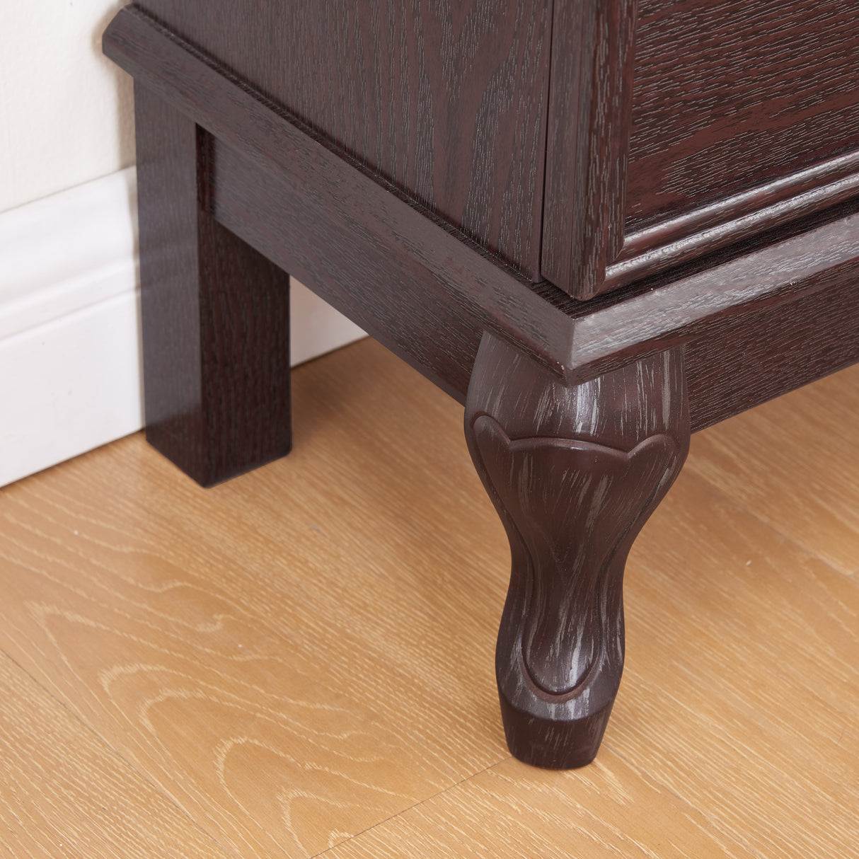 Curio cabinet lighting glass cabinet with adjustable glass frame, 2 doors and 1 drawer with light bulb, dark cherry color - V.I.P Digital Presence