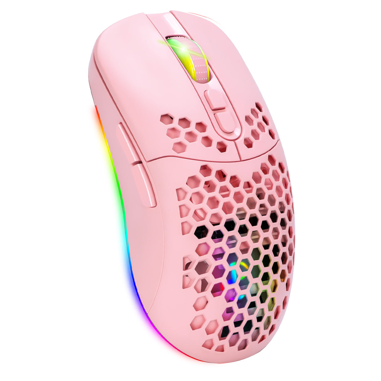 Charging hole the third mock examination Bluetooth wireless mouse lightweight mute cellular RGB light-emitting pink mouse - V.I.P Digital Presence