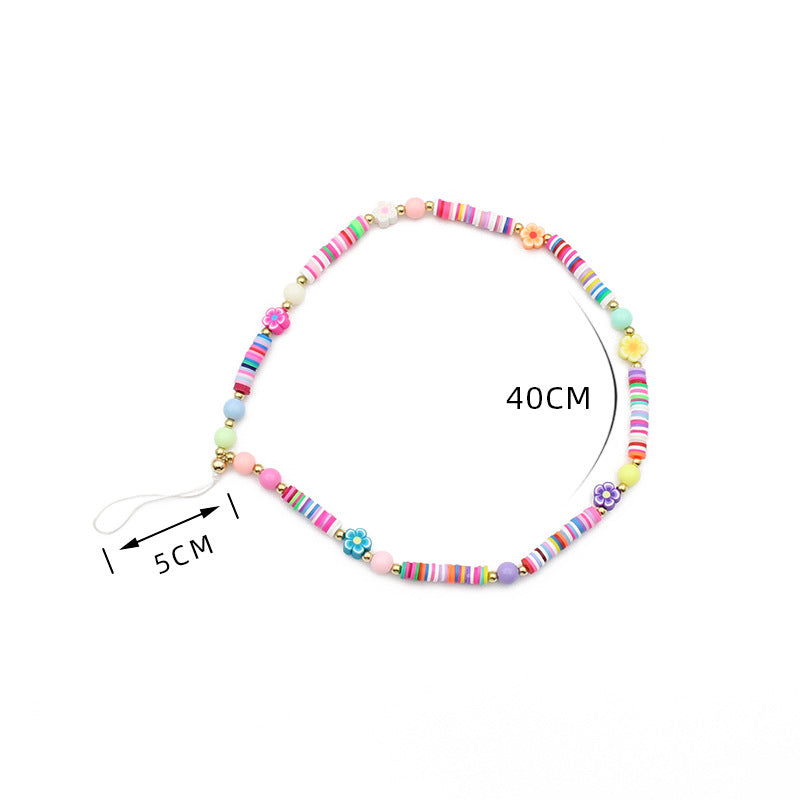 New Mixed Color Soft Pottery Pearl Mixed String Bohemian Simple Style Anti-Drop Function Mobile Phone Chain - V.I.P Digital Presence