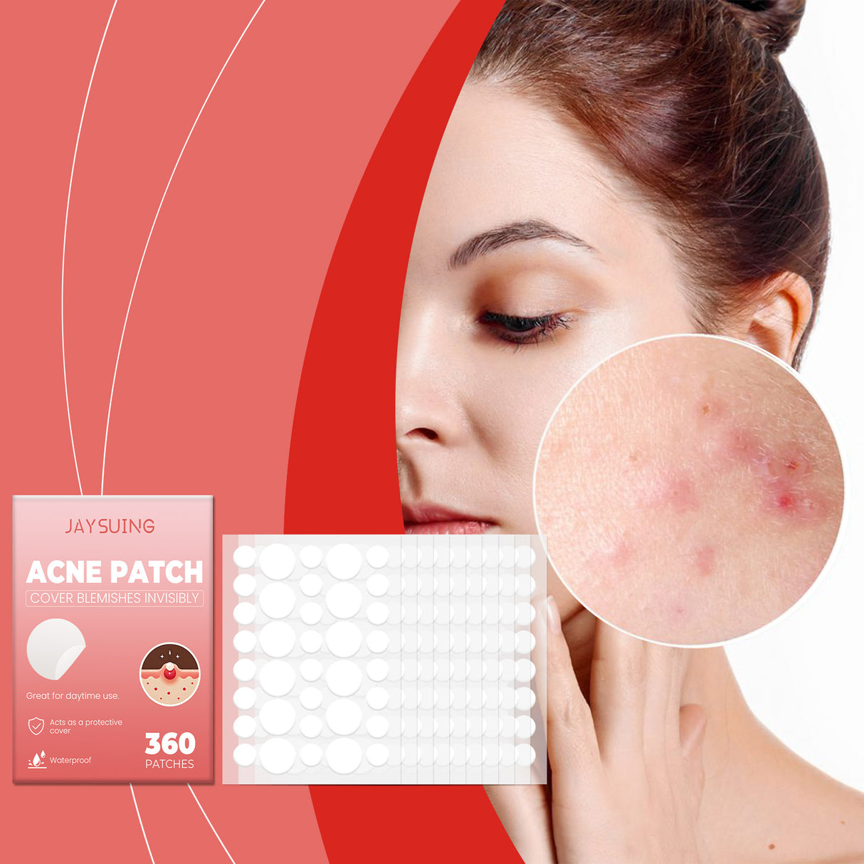Acne Patch Semi-Transparent Acne Cover Patch Comfortable, Gentle, Easy To Apply Makeup, Waterproof And Breathable