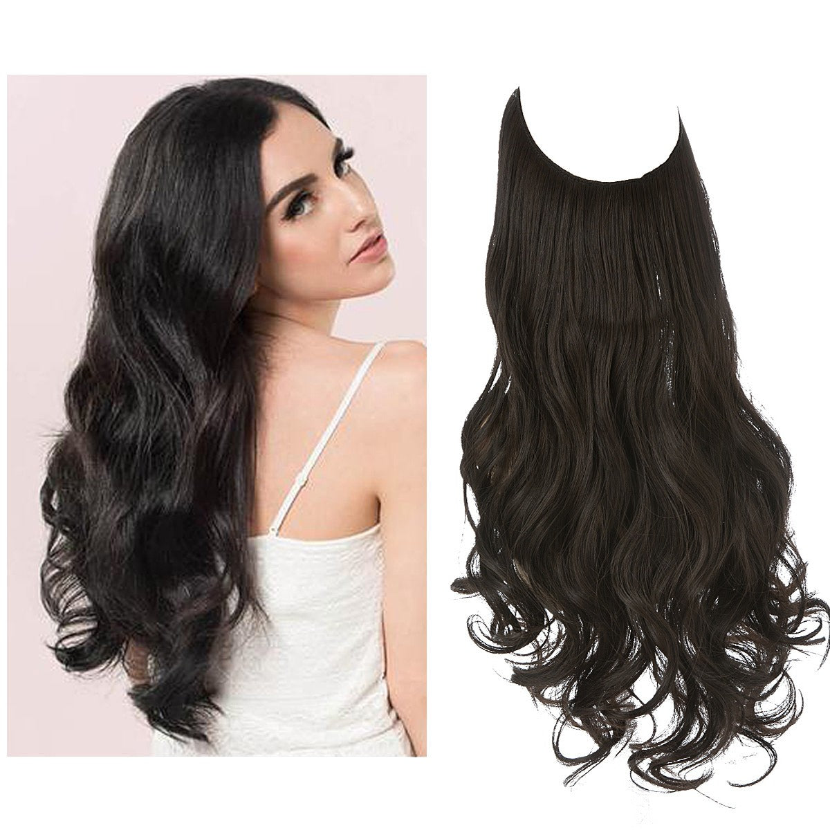European And American Wig Piece Female Fishline Hair Extension Piece Chemical Fiber Matte High Temperature Silk Long Curly Human Hair - V.I.P Digital Presence