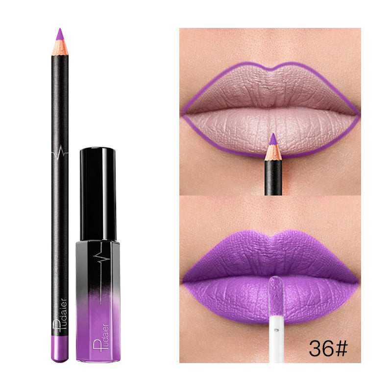 Pudaier 36 Color Matte Lip Gloss Lip Liner Matte Matte Lip Glaze Lipstick Pencil - V.I.P Digital Presence