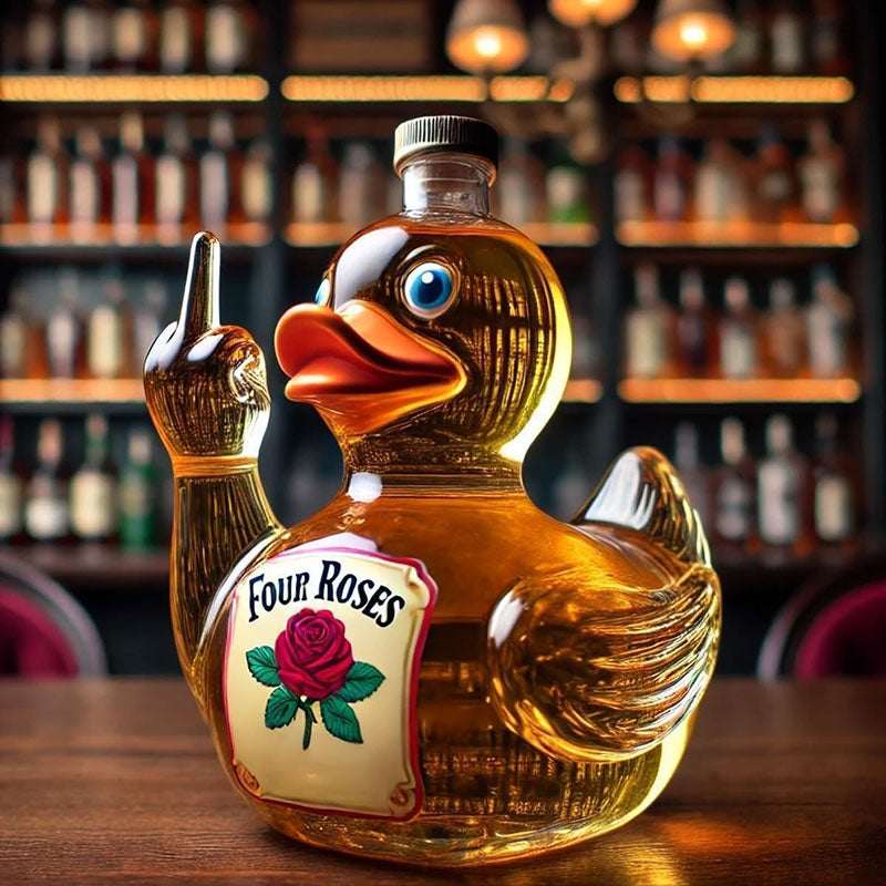 10 Oz Middle Finger Duck Bottle - Funny Whiskey Duck Decanter. Great Prank Decoration for Bar, Office or Home - V.I.P Digital Presence