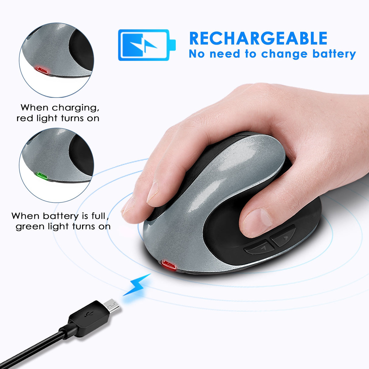 Vertical vertical grip rechargeable silent wireless anti mouse hand designer drawing office creative ergonomic mouse - V.I.P Digital Presence