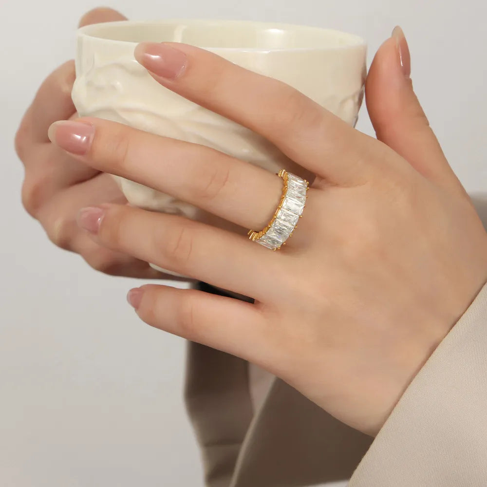 Titanium Steel Inlaid Zircon Ring - V.I.P Digital Presence