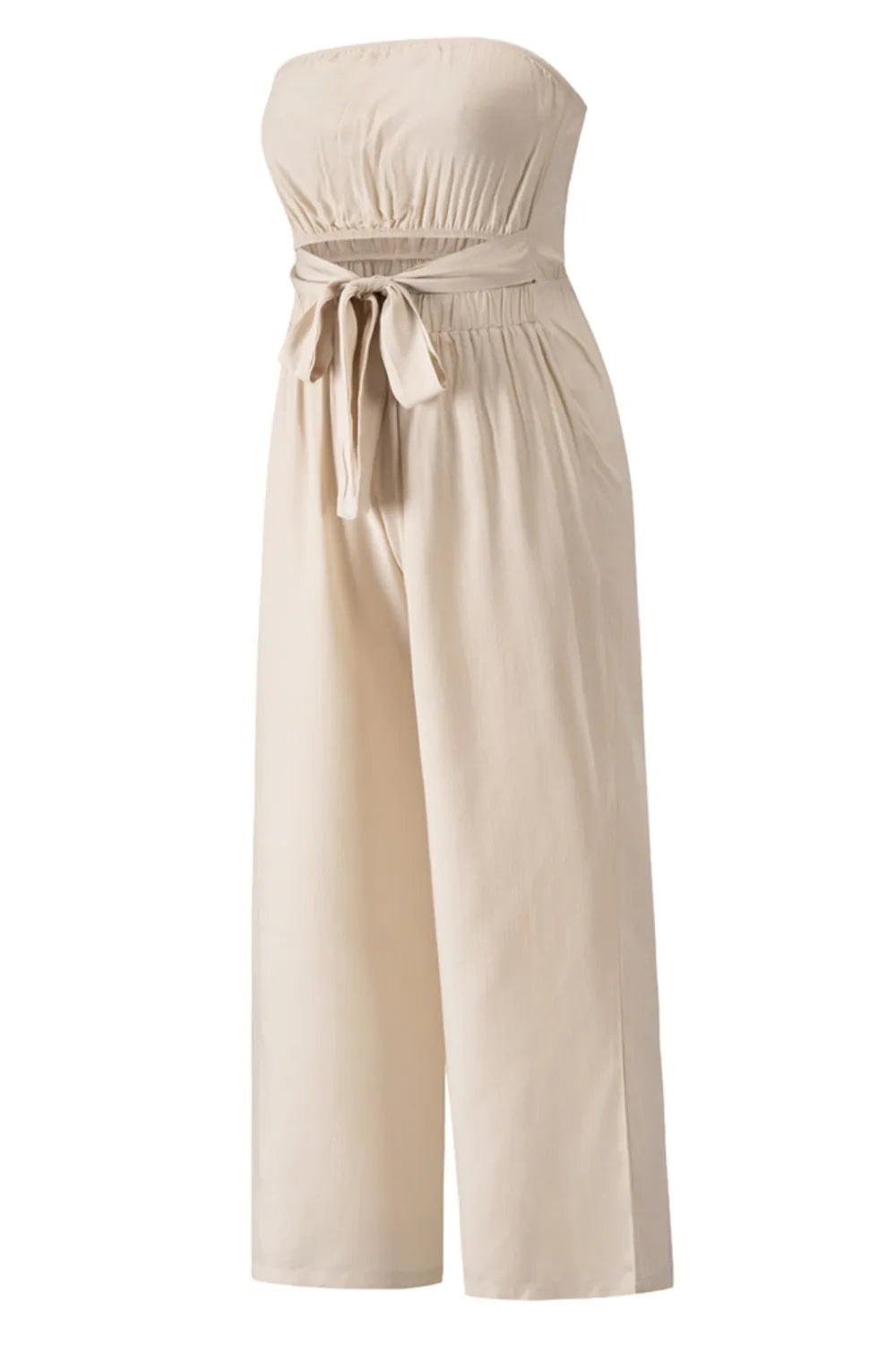 Tied Cutout Tube Wide Leg Jumpsuit - V.I.P Digital Presence