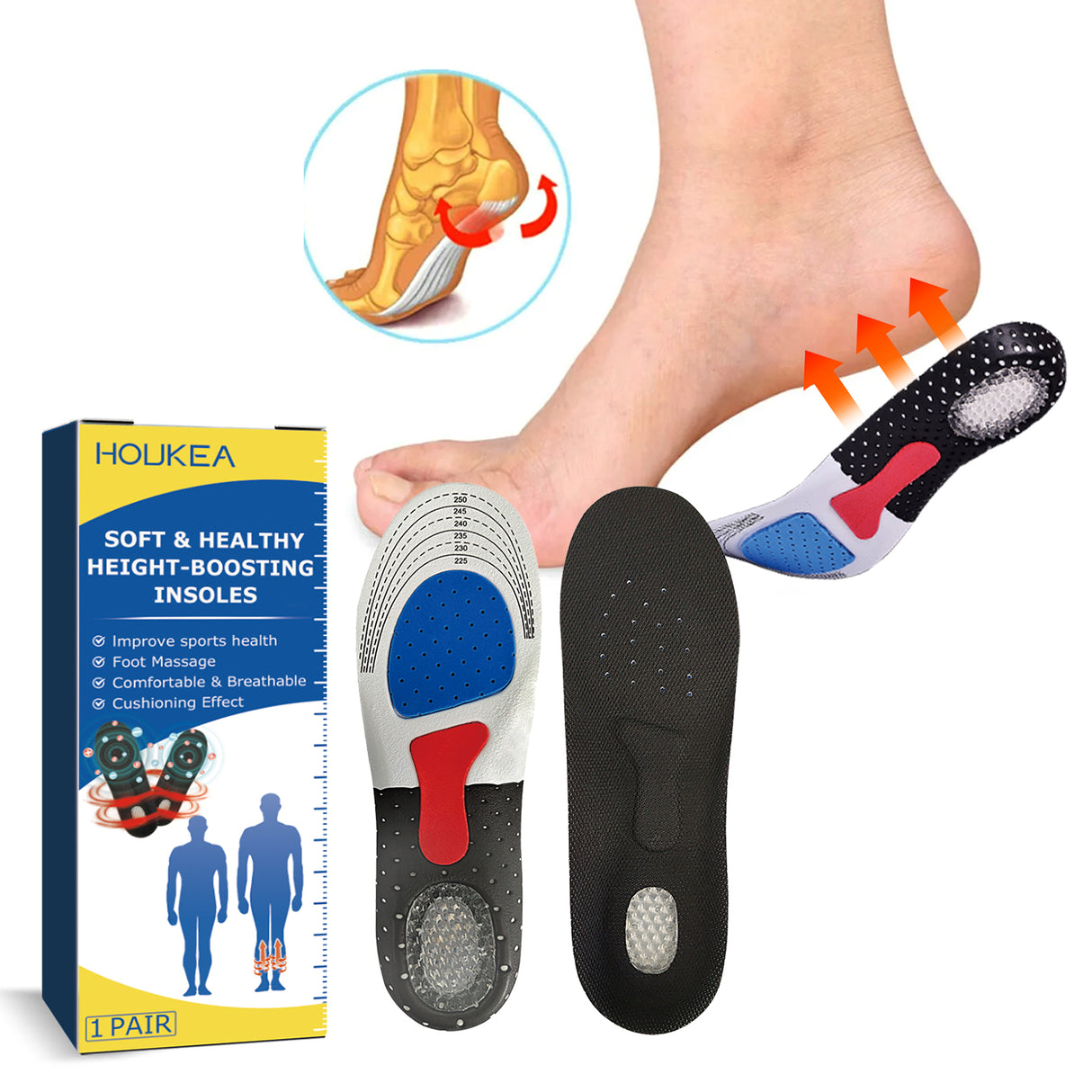 Soft & Healthy Height-Boosting Insoles, Promote Non-Slip And Wear Resistant Arch Support Foot Posture Correction Body Care Breathable Insoles - V.I.P Digital Presence