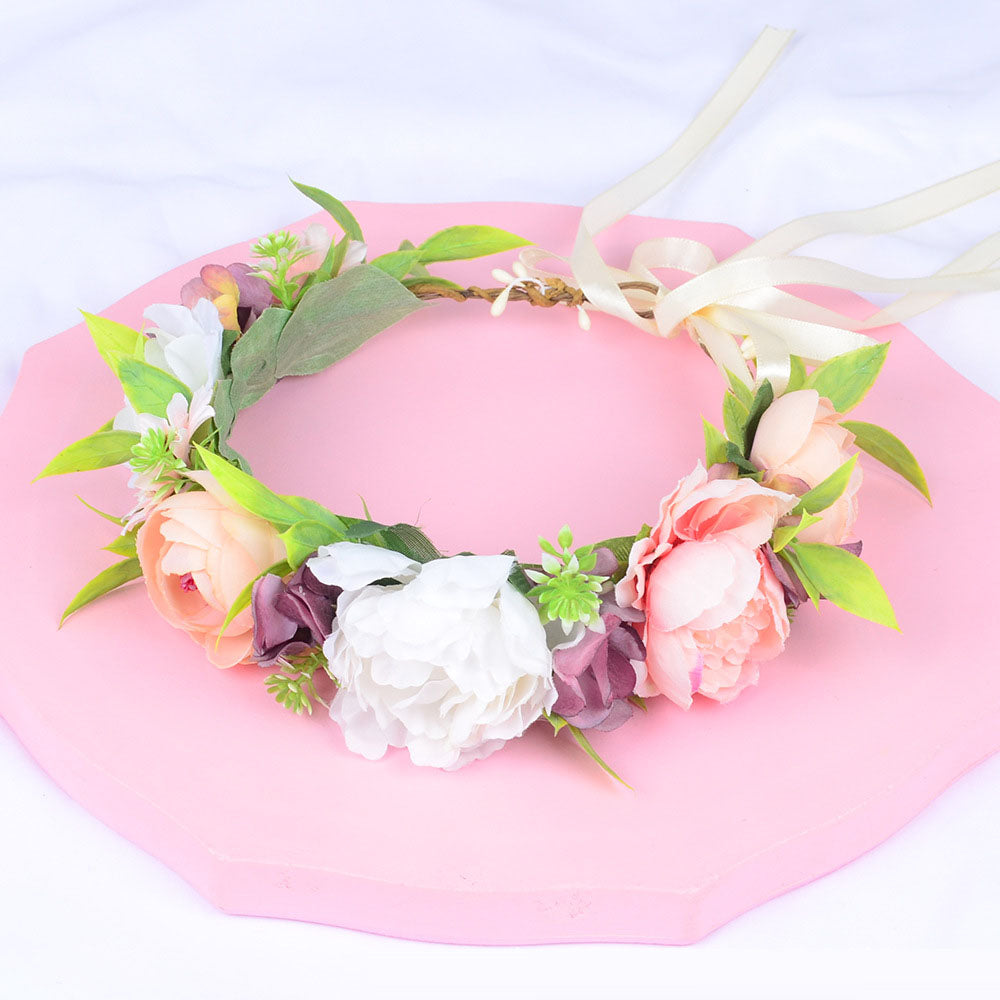 Girl's flower wreath, European and American popular headband, Korean style bride, wedding studio, outdoor photography, headwear - V.I.P Digital Presence
