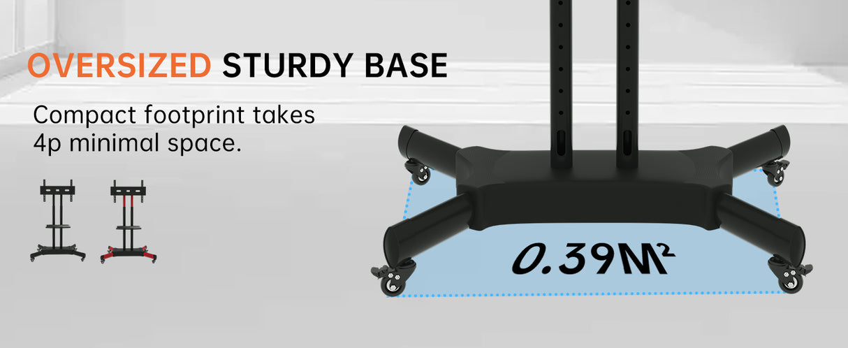 FANCO Universal Rotating TV Stand, suitable for 32-80 inch TVs, with adjustable tilt height and maximum VESA 600x400mm (black) - V.I.P Digital Presence