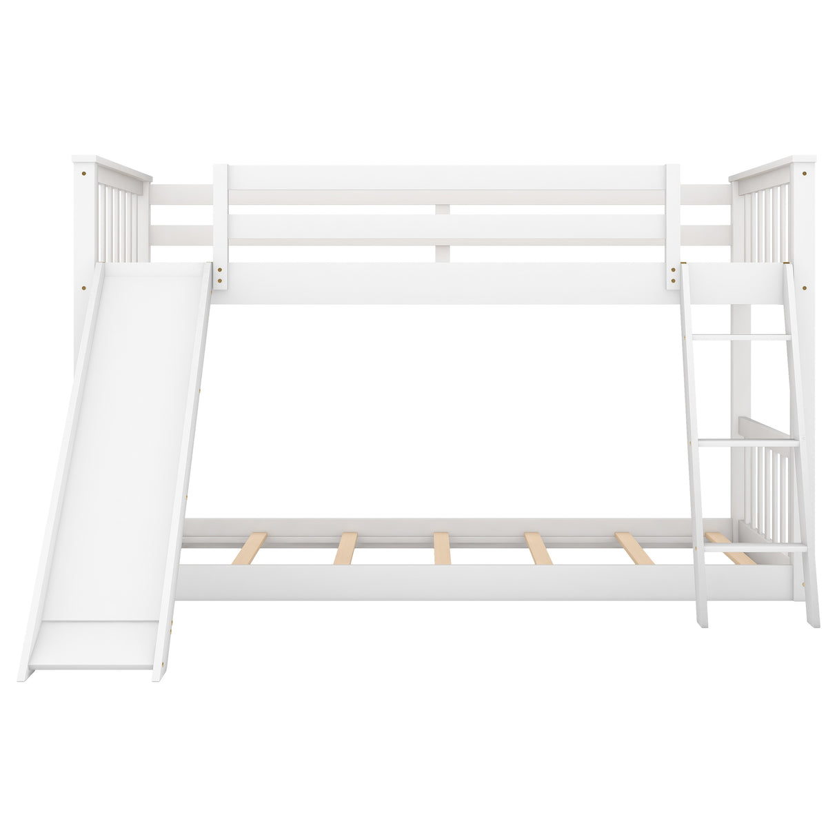 Twin over Twin Bunk Bed with Convertible Slide and Ladder White