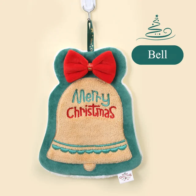 Christmas hand towel hanging style, new thickened coral fleece absorbent quick drying cloth, kitchen embroidery hand towel - V.I.P Digital Presence