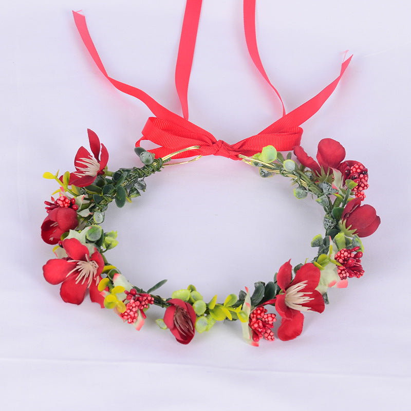 Girl's flower wreath headpiece handmade simulation flower hair accessory wedding festival Hanfu headpiece flower wreath - V.I.P Digital Presence