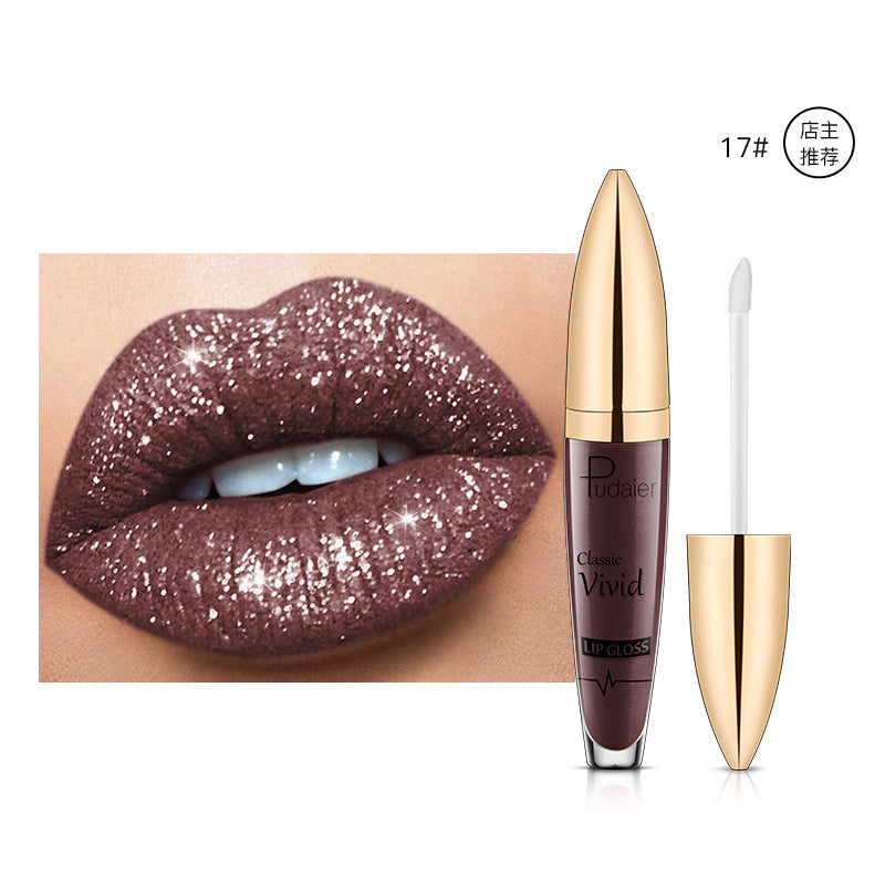 Pudaier Sip Glitter Flip Matte Pearl Lip Gloss Nonstick Diamond Lip Gloss - V.I.P Digital Presence
