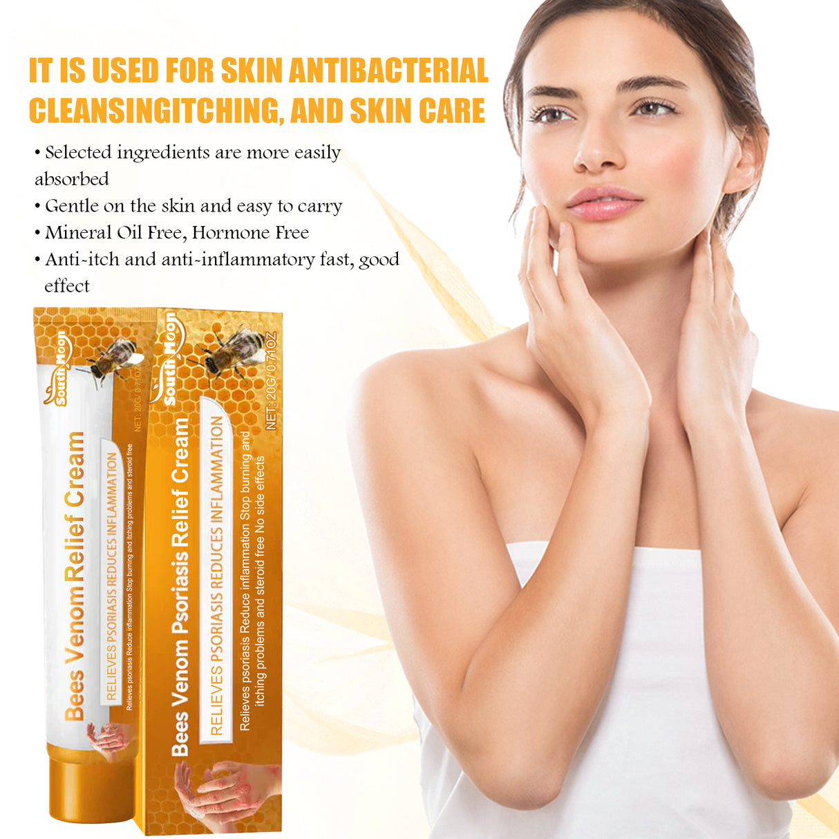 Bee Venom Psoriasis Relief Cream, Skin Relief Itching Relieve Redness Hand And Foot Moss Skin Moss Repair Cream - V.I.P Digital Presence