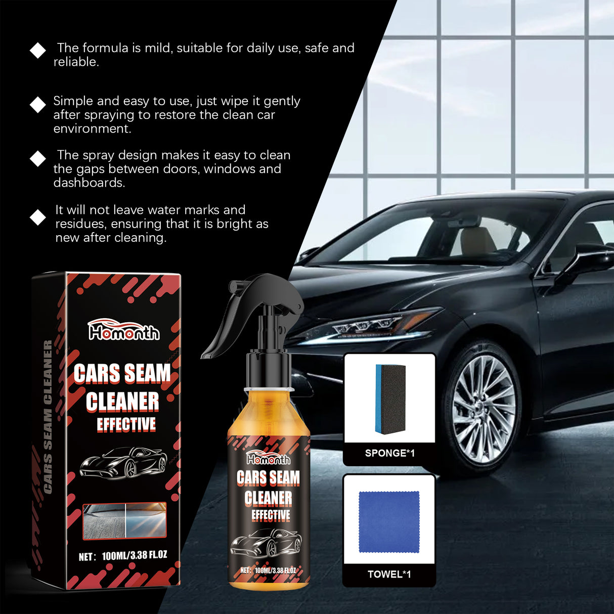 Car Water Stain Cleaner Car Stain Remover Polish Gentle Care Car Paint Gap Cleaning Spray - V.I.P Digital Presence