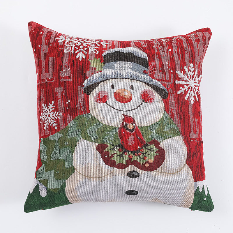 Christmas Pillow Cover (without core) Woven Cartoon Elk Snowman European and American Festival Cushion Sofa - V.I.P Digital Presence