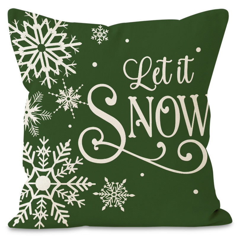 Green Christmas Pillow Cover Linen Printed Pillow Cover Holiday Living Room Bedroom Decoration Cushion Cover - V.I.P Digital Presence
