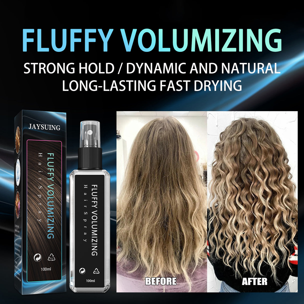 Hair Styling Spray Moisturizing Styling Fragrance Lasting Curly Hair Styling Dry Gel Hairspray Hair Fluffy Gel Water 100ml - V.I.P Digital Presence