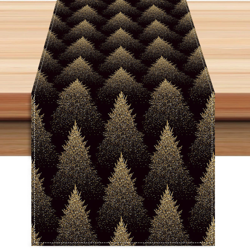 Golden Christmas Tree Printed Table Flag Winter Festival Home Living Room Dining Table Decoration Tablecloth Mat Tea Flag - V.I.P Digital Presence