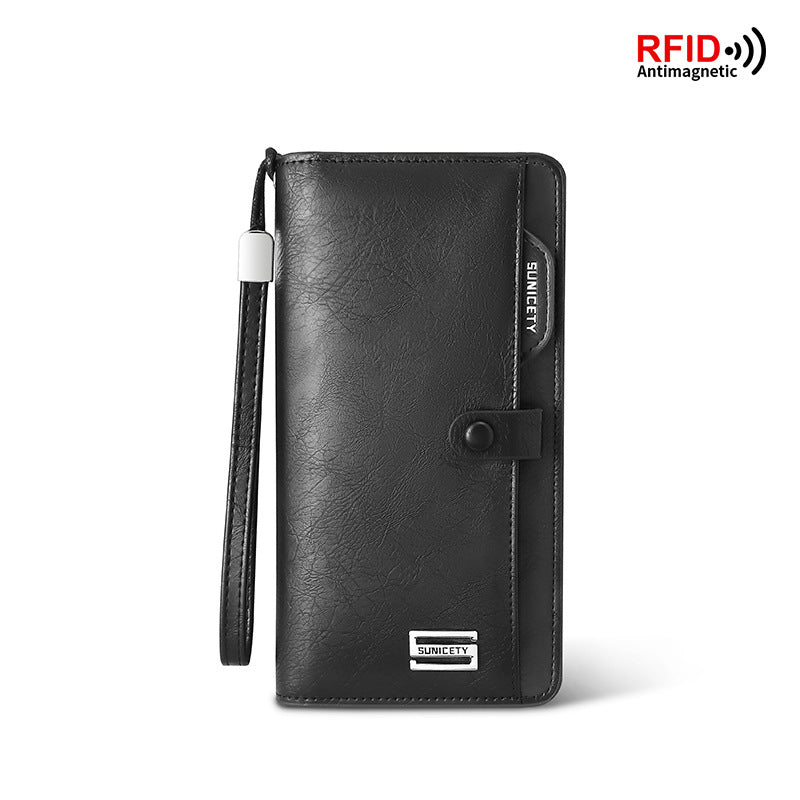 Anti Theft Brush New Large Capacity Long Men's Business Wallet Zipper Multi-Functional Mobile Phone Bag - V.I.P Digital Presence