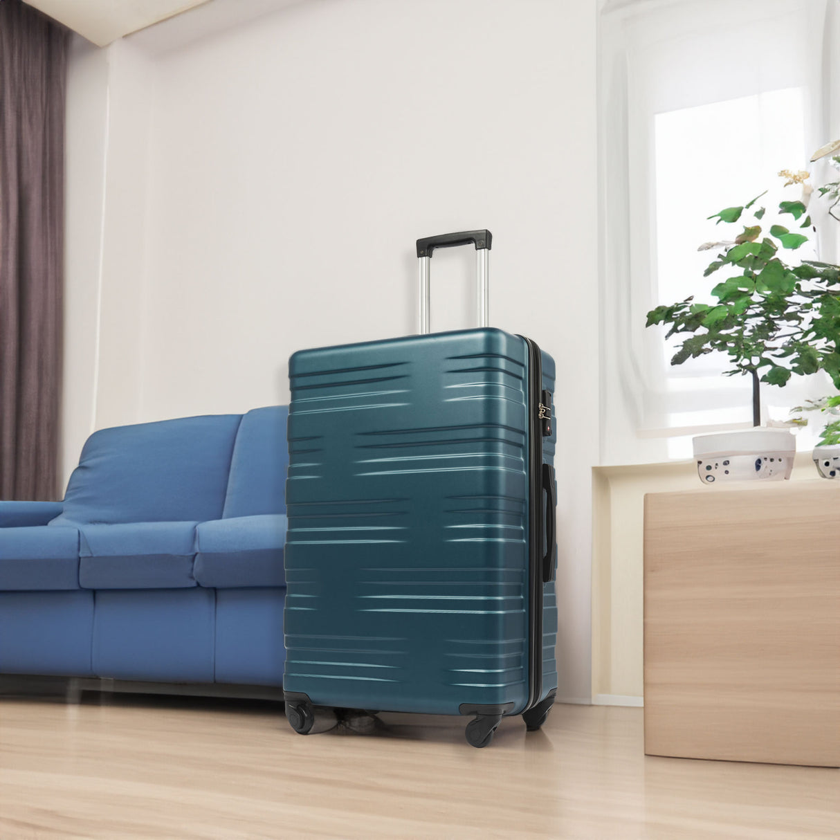 Merax Luggage with TSA Lock Spinner Wheels Hardside Expandable Luggage Travel Suitcase Carry on Luggage ABS 24" blue green