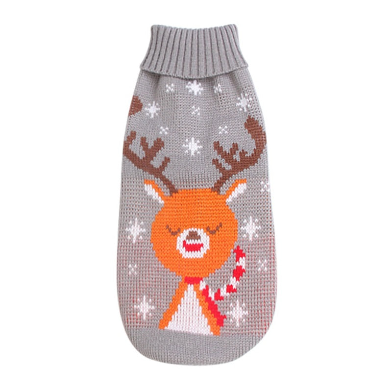 Christmas reindeer maple leaves snowflakes holiday pet clothes high necked knitted sweaters dog and cat clothing jackets - V.I.P Digital Presence
