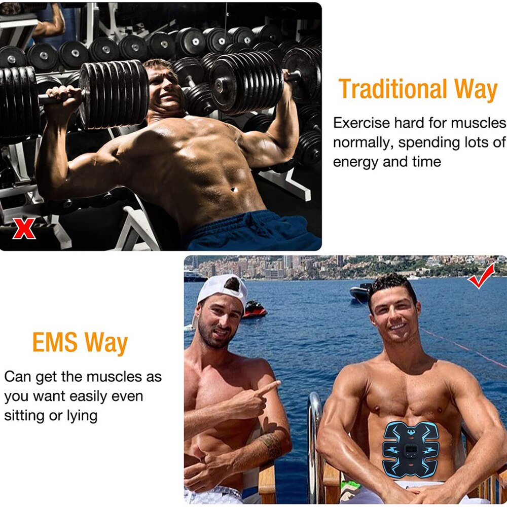 EMS Muscle Stimulator with LED Display USB Rechargeable Abdominal Belt Work Out Power Fitness Abdominal Men Women - V.I.P Digital Presence