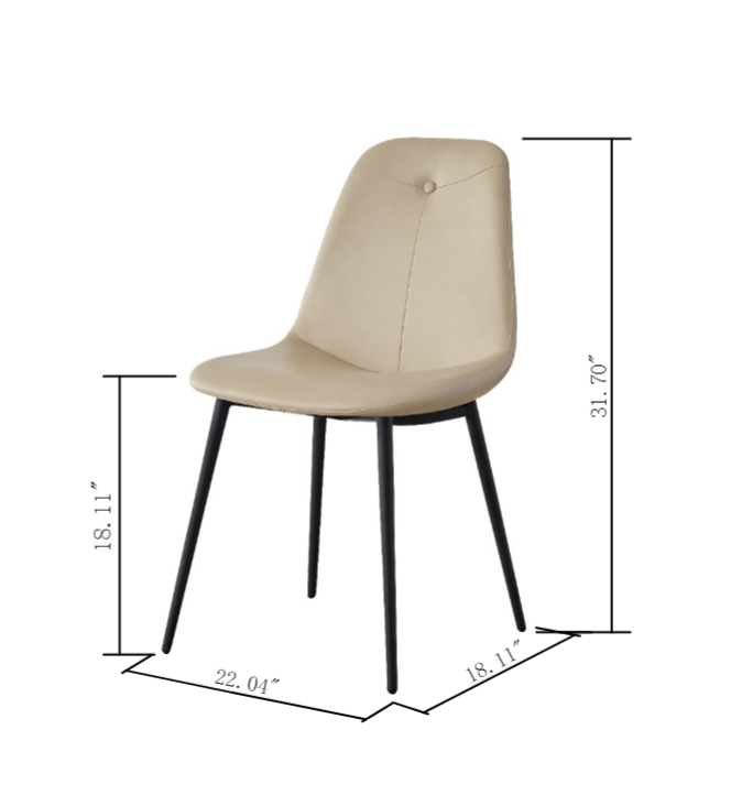 A set of 2 high back dining chairs with PU artificial leather soft cushions and metal legs, decorated with large soft cushions - V.I.P Digital Presence