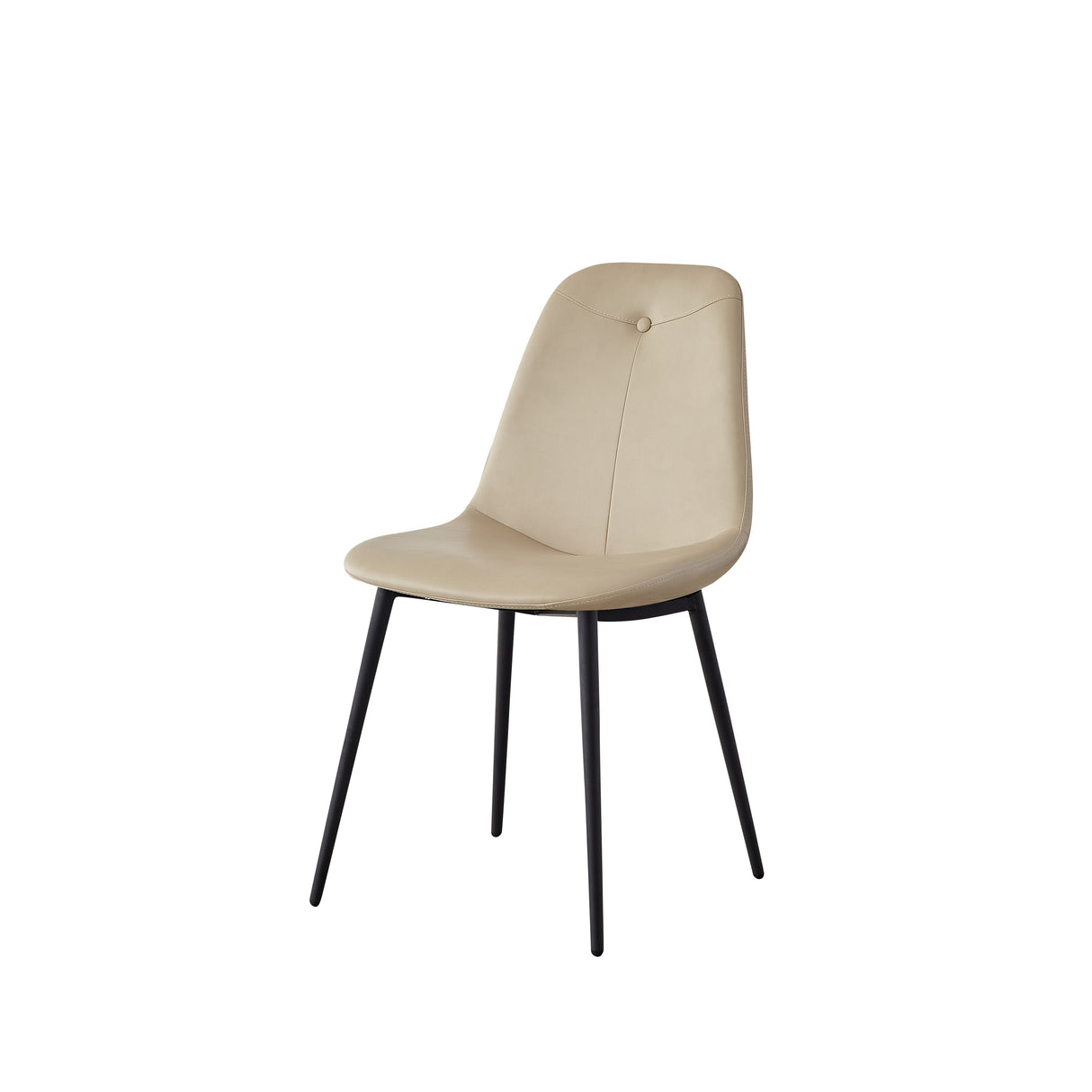 A set of 2 high back dining chairs with PU artificial leather soft cushions and metal legs, decorated with large soft cushions - V.I.P Digital Presence