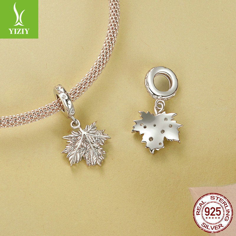 ilver Charm Original New Sparkling Maple Leaf DIY Pendant String Decoration Romantic Autumn Leaves s925 Silver Bracelet Beads - V.I.P Digital Presence