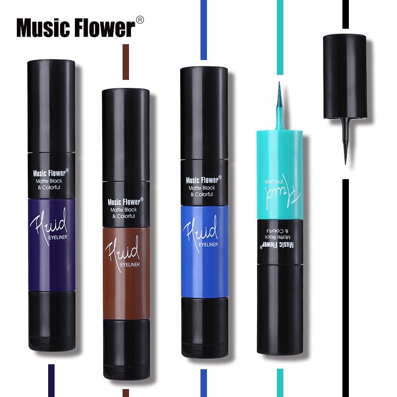 Music Flower Matte Black & Colorful 2 In 1 Waterproof Liquid Eyeliner Pen Makeup Fast Dry Smooth Long Lasting Charm Eyes Liner - V.I.P Digital Presence