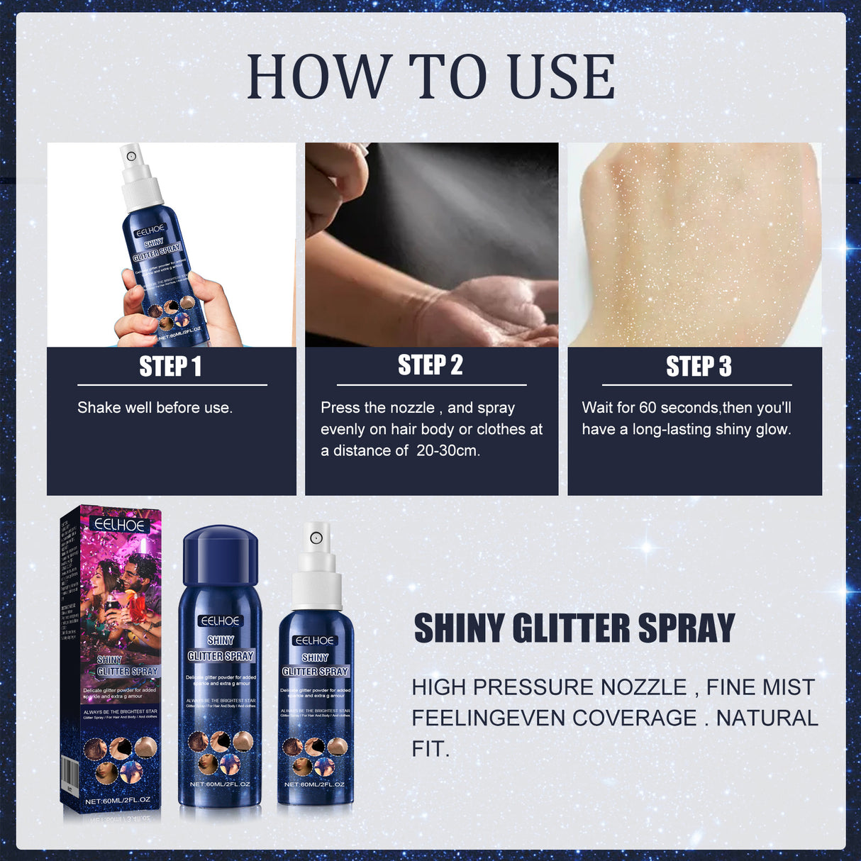 Glitter Spray, Halloween Brightening Makeup Night Club Party Clothing Highlights Skin Brightening Powder - V.I.P Digital Presence