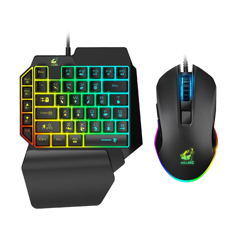 Free Wolf T1 One handed Keyboard and Mouse Set Throne Mechanical Touch Keyboard and Mouse Set - V.I.P Digital Presence