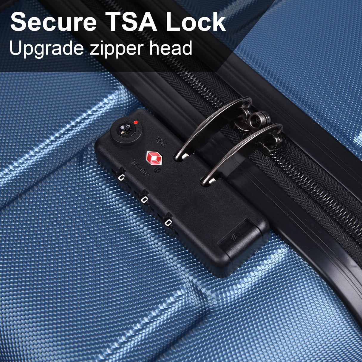 Luggage Suitcase 3 Piece Sets Hardside Carry-on luggage with Spinner Wheels 20"/24"/28" Dark Blue + ABS