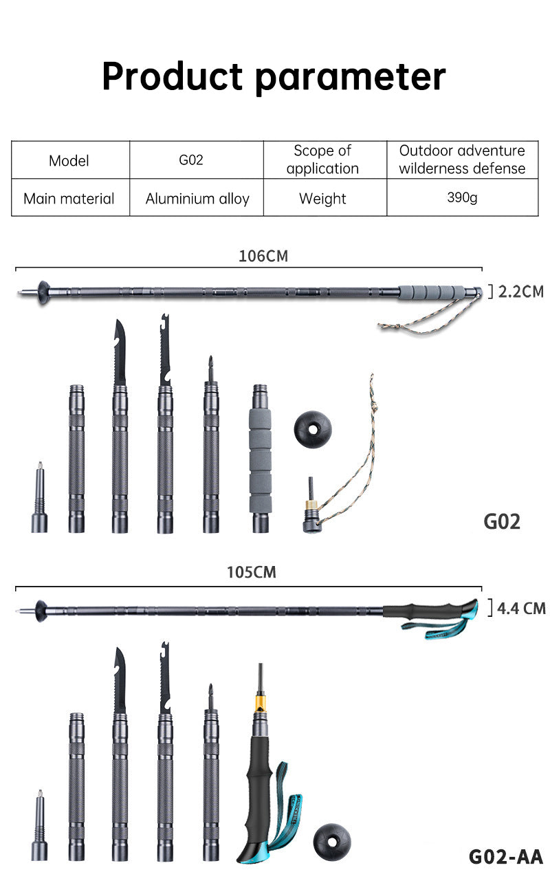 Folding telescopic outdoor hiking tactical self-defense stick Walking stick - V.I.P Digital Presence