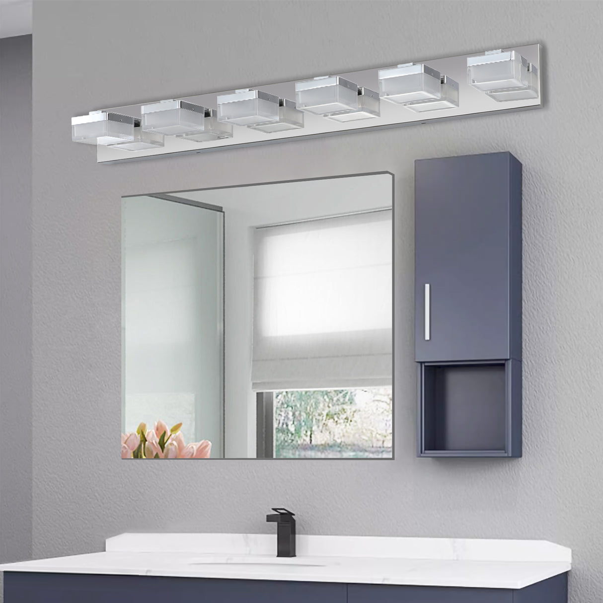 Modern 6-Light Chrome LED Vanity Mirror Light Fixture For Bathrooms And Makeup Tables - V.I.P Digital Presence