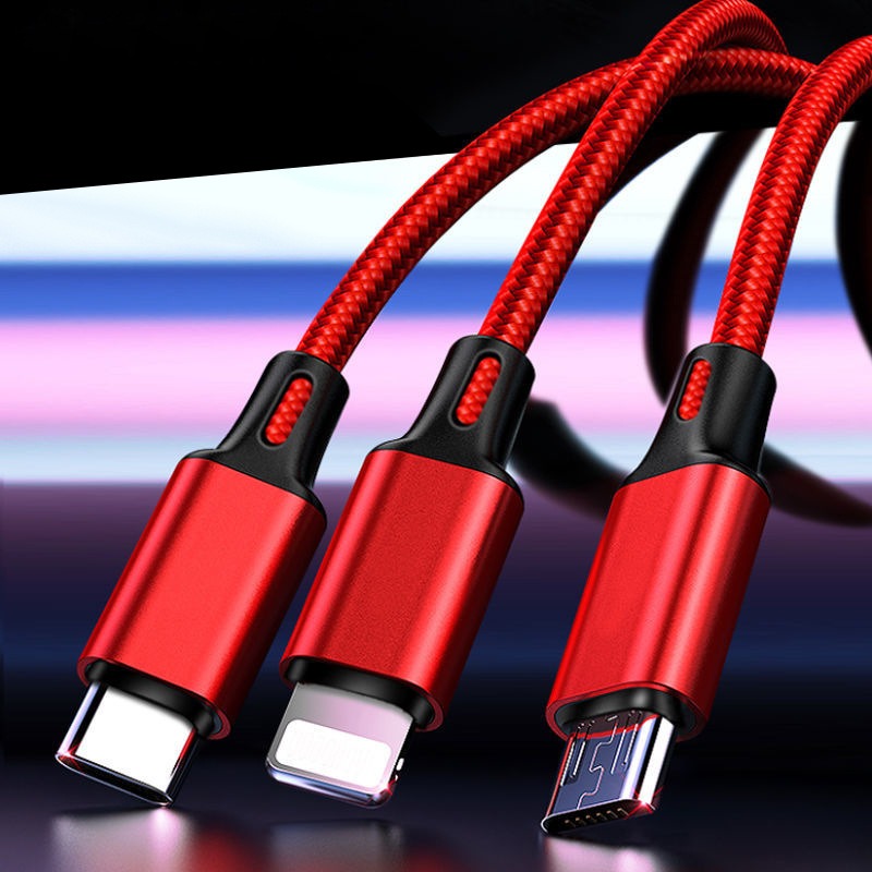3-in-1 mobile phone fast charging 1-to-3 fast 3-head 3-wire charging data cable - V.I.P Digital Presence