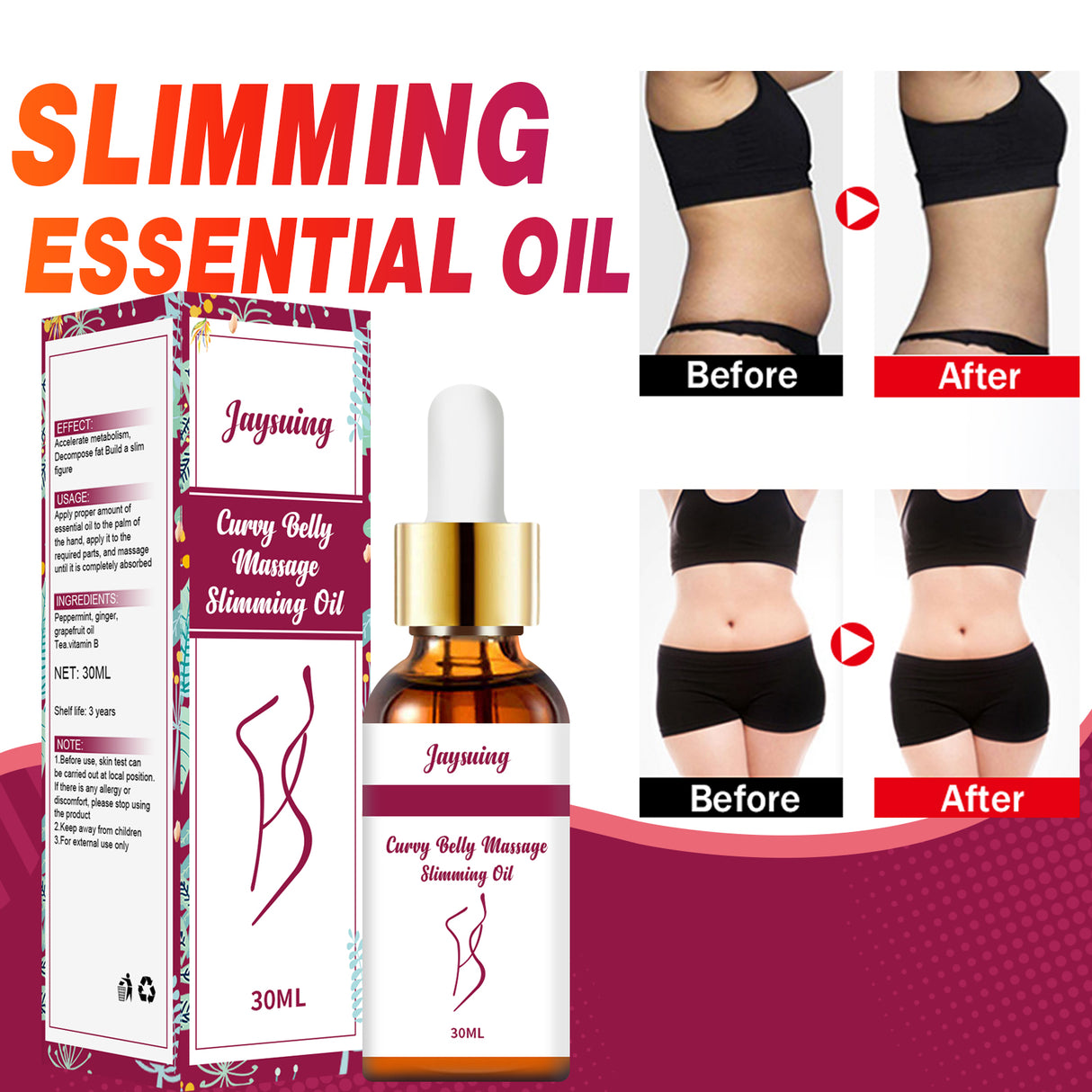Body Shaping Essential Oil, Slimming Fat Belly Thighs Body Slimming Beauty Massage Essential Oil