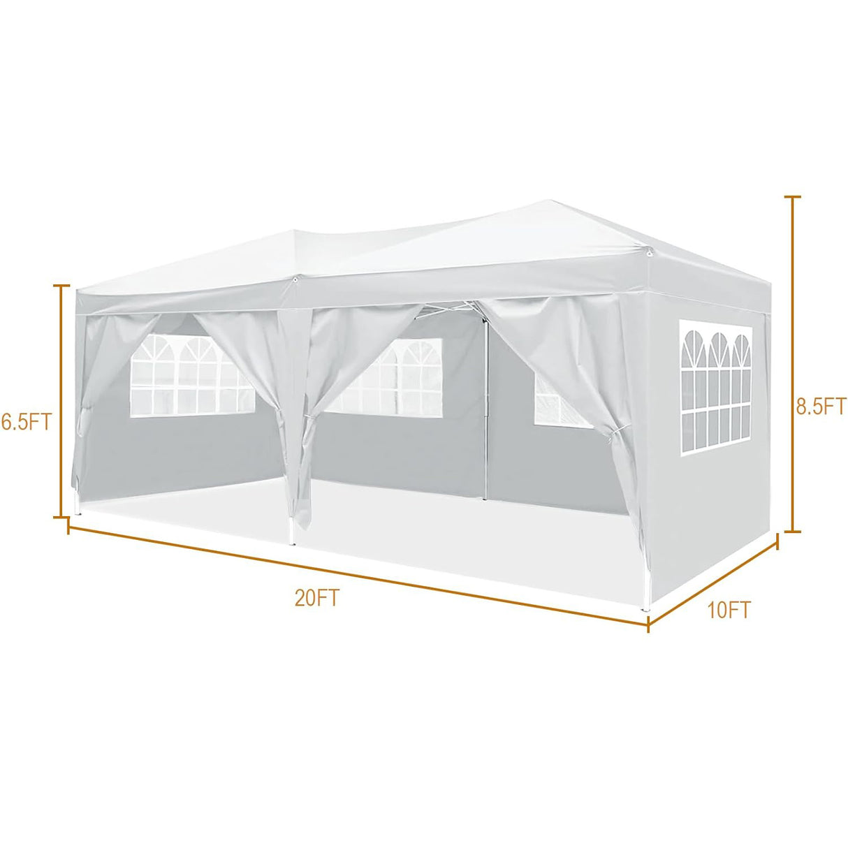 10'x20 'folding canopy with 6 detachable side walls outdoor activity shelters UPF 50+terrace portable tent (white) - V.I.P Digital Presence
