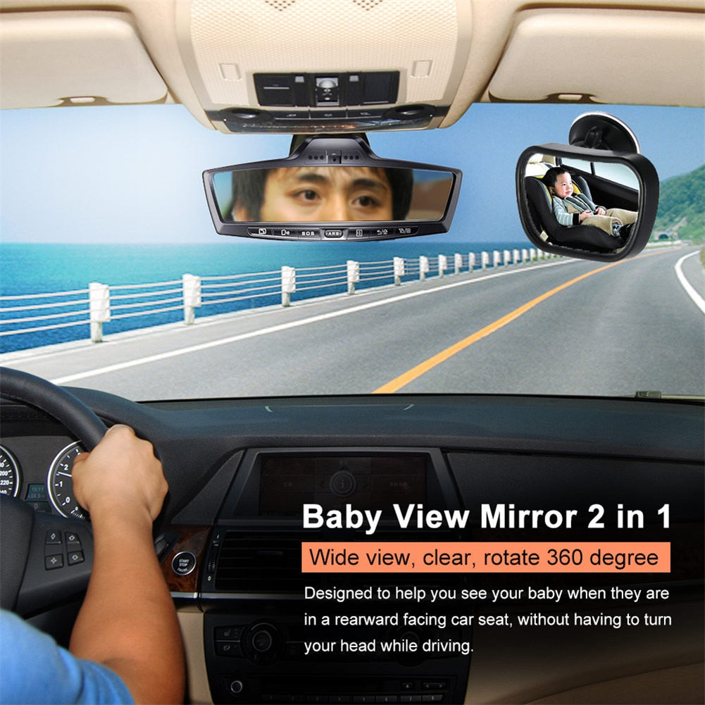 2 in 1 Mini Safety Car Back Seat Baby View Mirror Adjustable Baby Rear Convex Mirror Car Baby Kids Monitor - V.I.P Digital Presence