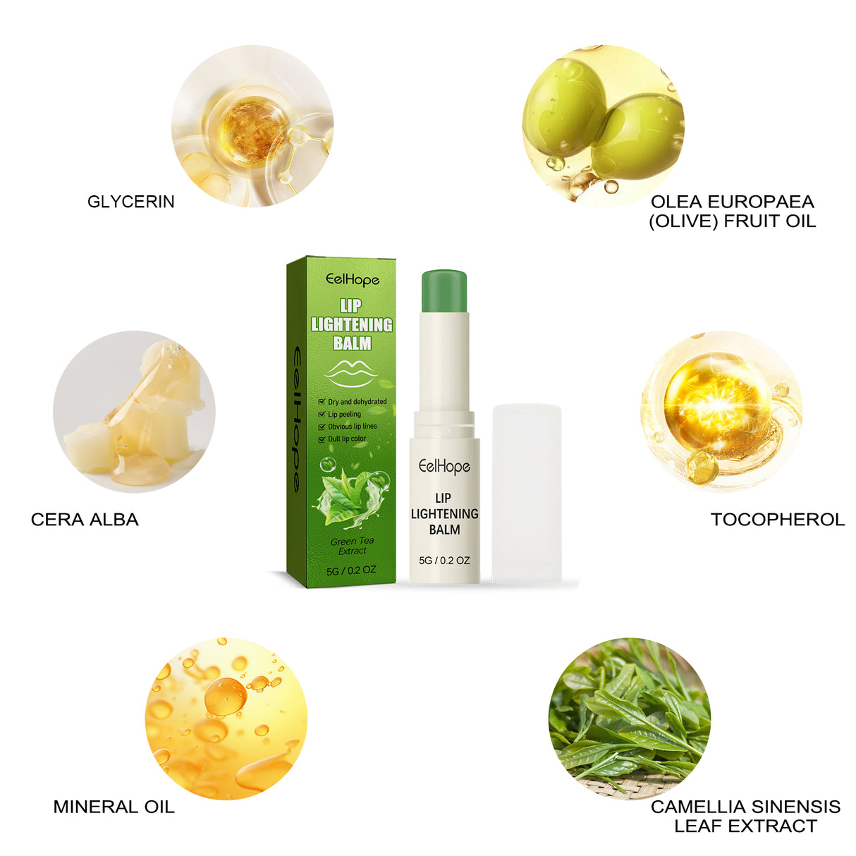 EelHope Lip Lightening Balm, It Moisturizes Fade Lip Lines To Prevent Weather-Shack Dead Skin Moisturizing Lip Care