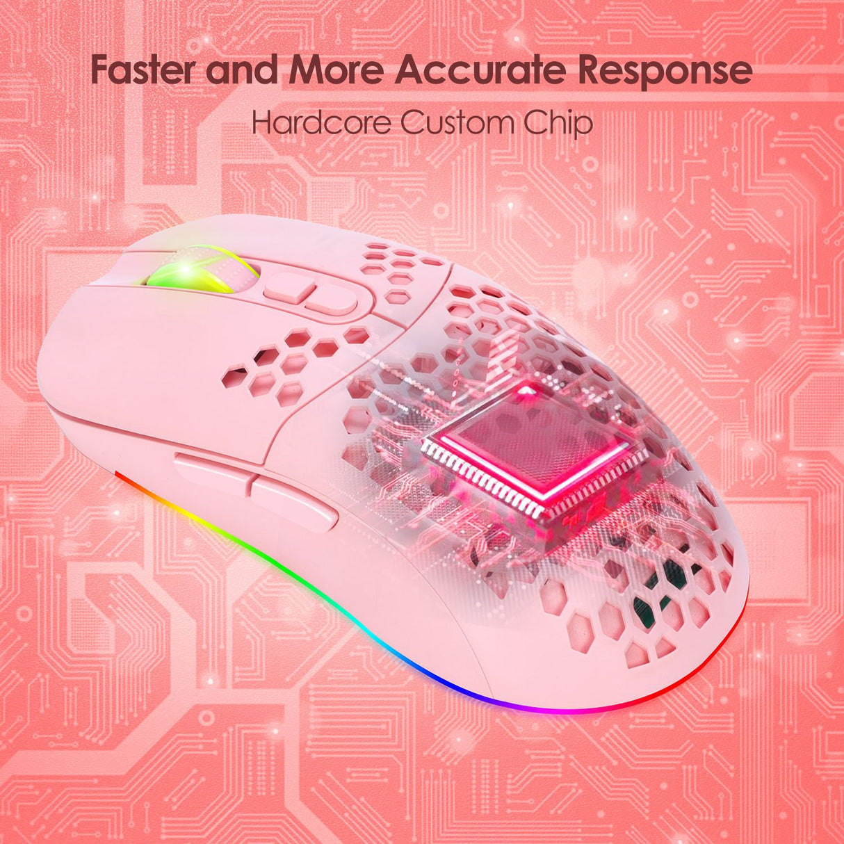 Charging hole the third mock examination Bluetooth wireless mouse lightweight mute cellular RGB light-emitting pink mouse - V.I.P Digital Presence