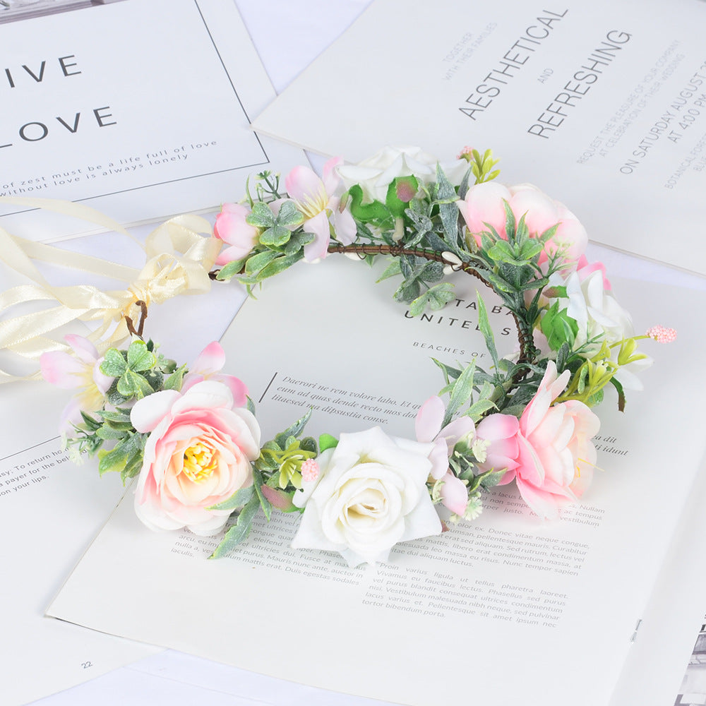 Simulated Rose Blossoms Adjustable Headwear Wreath Bridal Fairy Princess Birthday Performance Headwear - V.I.P Digital Presence